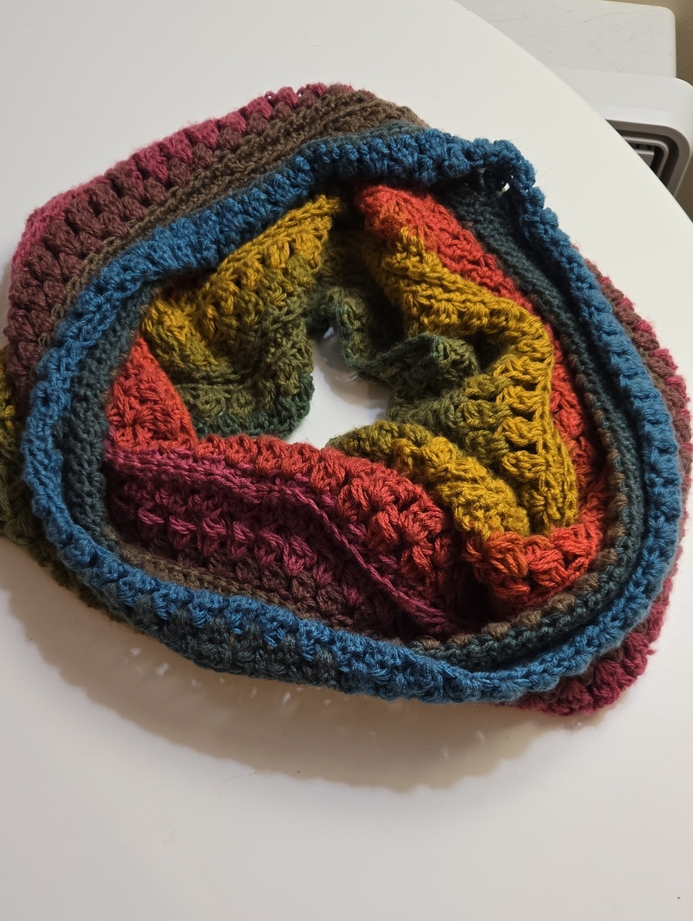 Hand-Crocheted Rainbow Infinity Scarf - Cozy Women’s Neckwarmer